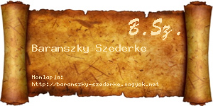 Baranszky Szederke névjegykártya